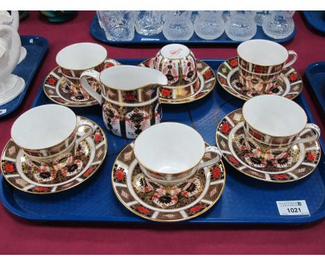 A Royal Crown Derby Porcelain Part Tea Service, decorated in Imari pattern 1128, date codes for 1978-1980, comprising: milk j