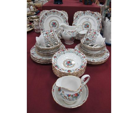 A Tuscan 'Orleans' Pattern Tea Service, of forty-five pieces, all first quality.