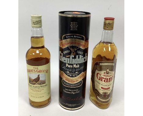 Whisky - Glenfiddich Single malt Scotch Whisky Special Reserve, 40% Vol., 70cl, in carton; The Famous Grouse Scotch Whisky, 4