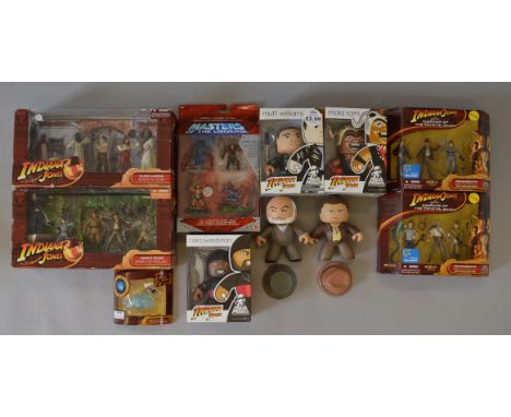 Action figures: eight Hasbro Indiana Jones toys, all boxed but two, includes Mighty Muggs and figure sets; Mattel Masters of 