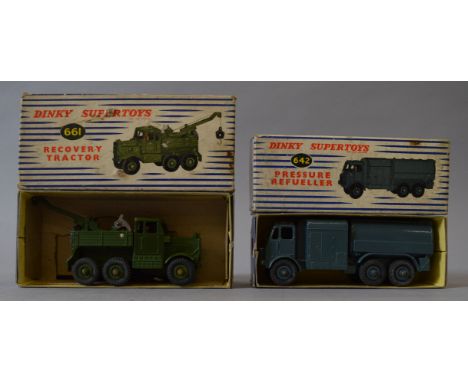 Two boxed Dinky Toys diecast military vehicles, 661 Recovery Tractor, G/G+ in F/G box with inner liner and some punctures to 
