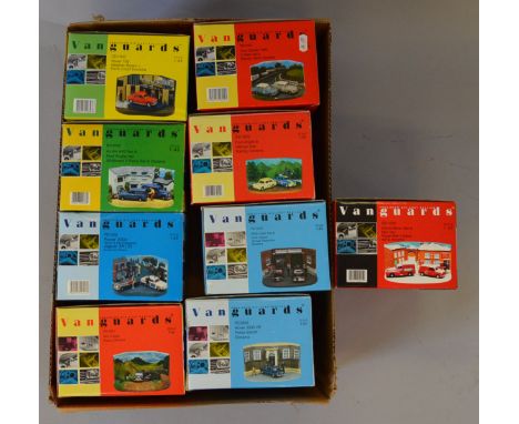 Nine boxed Lledo  'Vanguards' 1:43 scale diecast model Dioramas including PD3002 Rover 3500 Police Escort and RD3002 Ford Ang