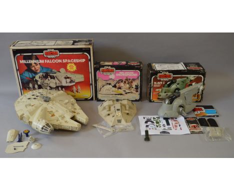 Three Star Wars Empire Strikes Back vehicles: Kenner Millennium Falcon; Rebel Armoured Snowspeeder; Palitoy Slave I. Overall 