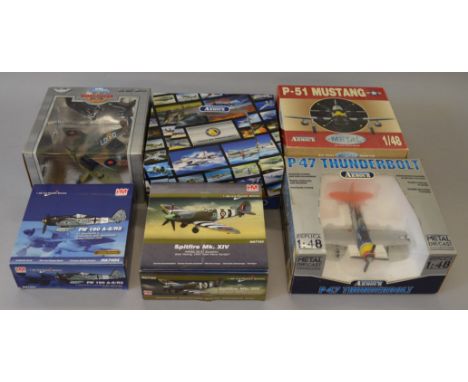 Six boxed diecast model aircraft in 1:48 scale from various different ranges including Hobby Master, Yat Ming  and also from 