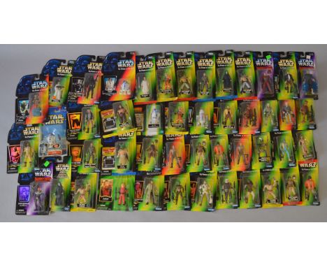 47 x Hasbro/Kenner Star Wars action figures, mostly POTF2. Overall appear E, all carded.