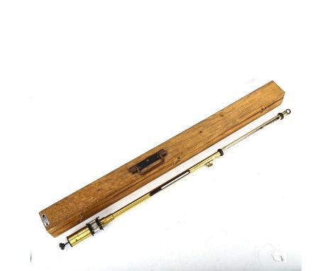 A 19th century Fortin-Type brass-mounted stick barometer, by Lehalle of Paris (1850 - 1900), original wood carrying case 