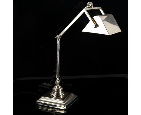 A silver plated anglepoise desk lamp, with plated shade 