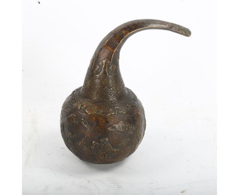A Chinese bronze water dropper, with relief moulded decoration, height 17cm 