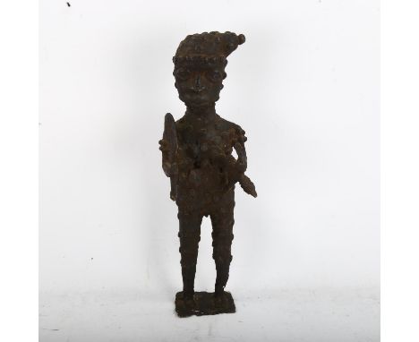 An African Tribal bronze standing figure, height 37cm 