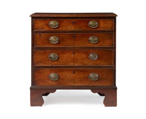 GEORGE III MAHOGANY SMALL CHEST OF DRAWERS 18TH CENTURY the rectangular top with a moulded edge over four long graduated draw