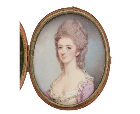 Y JEREMIAH MEYER (ANGLO-GERMAN 1735-1789)  PORTRAIT MINIATURE OF A LADY  oval, painted in watercolour and body colour on ivor