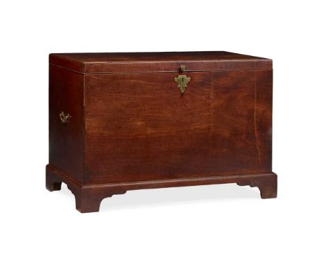GEORGE III MAHOGANY LINEN CHEST MID 18TH CENTURY the hinged top opening to a void interior, with brass handles to the sides a