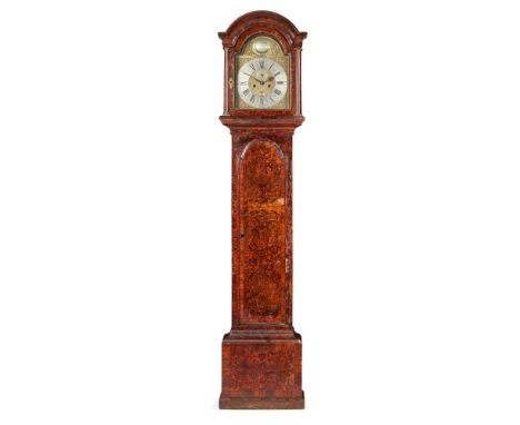 GEORGE II WALNUT AND 'MULBERRY' LONGCASE CLOCK, BY WILLIAM KING, LONDON MID 18TH CENTURY the hood with a moulded arched corni