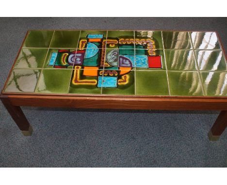 Retro Mid-Century tile top table - 112cm wide