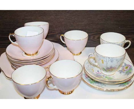 OLD ROYAL PART TEA SET WITH PINK ROSE DECORATION
together with another Old Royal part tea set with floral decoration, a Norit