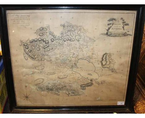 19TH CENTURY MAP OF THE 'COUNTY OF KINROSS' 
by John Bell, Land Surveyor, Edinburgh, hand-coloured, 45.5cm x 57cm, framed and