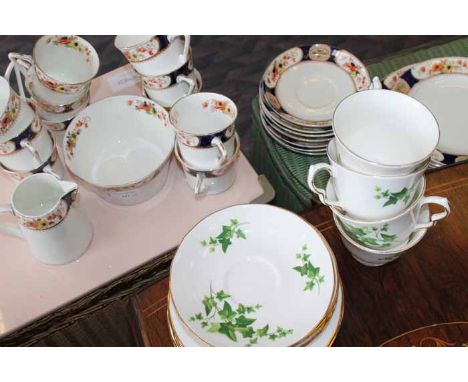 TWO PART TEA SETS
including a green floral royal vale part tea set