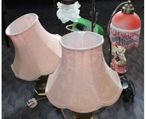 FIVE TABLE LAMPS 
including a desk study lamp