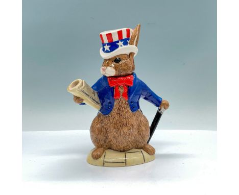 Special edition of 2500 glossy porcelain with removable lid headpiece, features a patriotic bunny dressed in a blue jacket an