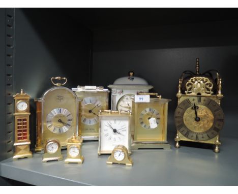 A selection of carriage clocks and similar skeleton clock 