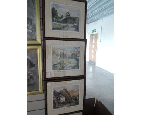 A set of three prints, after Dakeynes, signed to mount, Lake District scenes