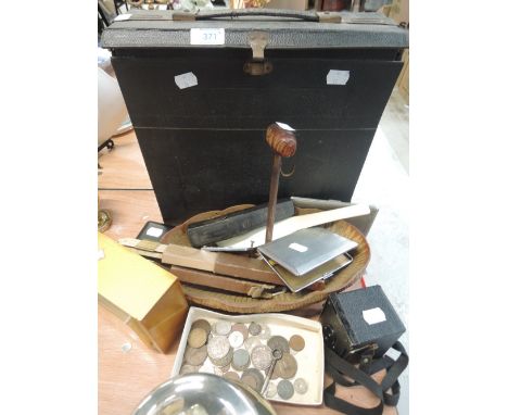 A good selection of vintage items including camera, clock , coins etc