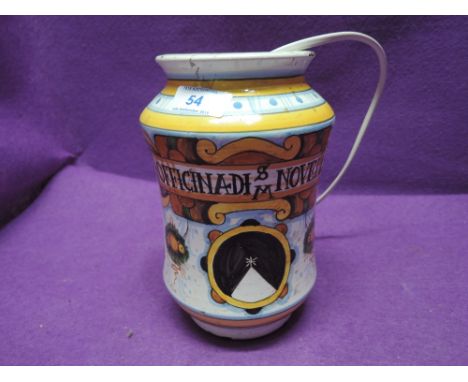 An Italian Majolica drug jar having been converted into light