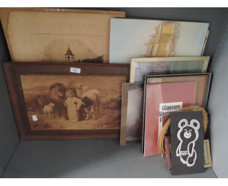 A selection of prints including Peace after William Strutt