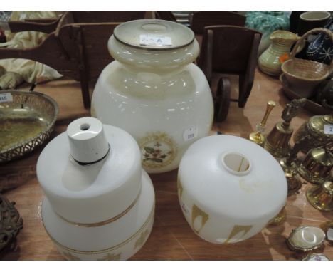 Three vintage opaque glass light shades