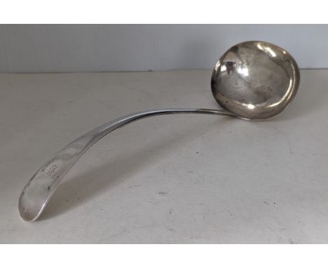 A George V silver soup or punch ladle by James Deakin & Sons, Sheffield, 1923, 277g, 30 cm, crested