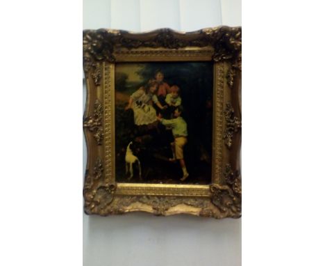 Gilt framed print on porcelain 