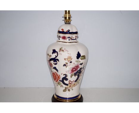 Masons Ironstone table lamp of large proportion in the Mandalay pattern, boxed as new, height 48cm 