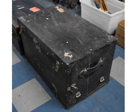 A Vintage Trunk with Fall Front, 56cms Wide (Condition Issues) 