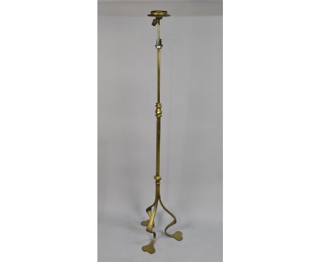 An Arts and Crafts Standard Lamp in the Manner of Benson, Square Section Stand on Tripod Supports to Shaped Feet 