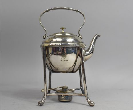 A Silver Plated Spirit Kettle Monogrammed S and Dated 21.12.1918, by M H &amp; Co., Complete with Burner 