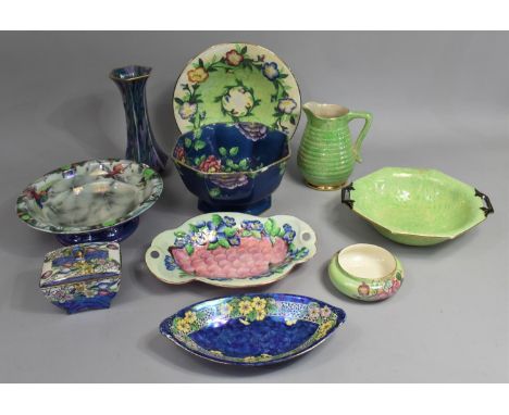 A Collection of Various Lustre Ceramics to comprise Examples by Mailings, Burleigh Ware Kingfisher Bowl, Vases, Jugs Etc 