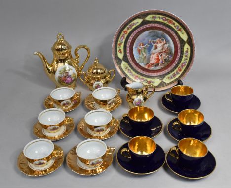 A Collection of Various English and Continental Ceramics to comprise Gilt Decorated Tea Set, Jersey Pottery Coffee Cans and S