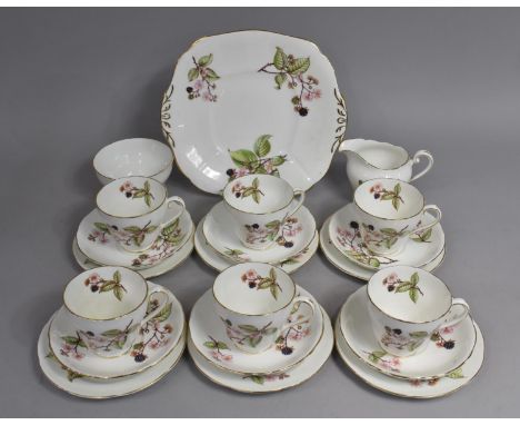 An Adderley Bramble Pattern Tea Set to Comprise Six Cups, Milk Jug, Sugar Bowl, Six Saucers, Six Side Plates and a Cake plate