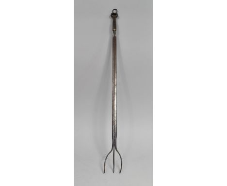 A Georgian Steel and Brass Handled Peat/Toasting Fork, 60cms Long 