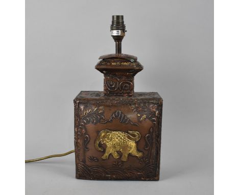 A Modern Indian Table Lamp Decorated with Gilt Elephant 