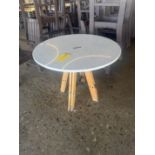 Marble Top Table with Wooden Legs, 3' Diameter x 30" Tall ***Rigging & Loading fee $30. AMOUNT TO
