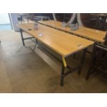 Wood Top Table w/ Steel Pipe Legs, 30" W x 8' L x 30.5" T ***Rigging & Loading fee $50