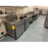 Stainless Steel Counter (30" D x 35" T x 21' L) w/ Lancer Ice Chest and Contents (All Photoed) ***