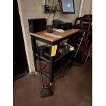 Wood Top Table w/ Metal Legs on Casters, 31" L x 20" W x 35.5" T ***Rigging & Loading fee $30.