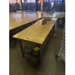 Wood Top Table w/ Steel Pipe Legs, Qty 5, 30" W x 8' L x 30.5" T ***Rigging & Loading fee $80