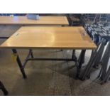 Wood Top Table w/ Steel Pipe Legs, 30" W x 4' L x 31" T ***Rigging & Loading fee $40