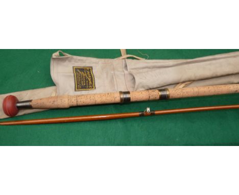 ROD: Fine Playfair of Aberdeen spliced joint greenheart worming/spinning rod, 10' 2 piece, brown whipped ceramic guides throu