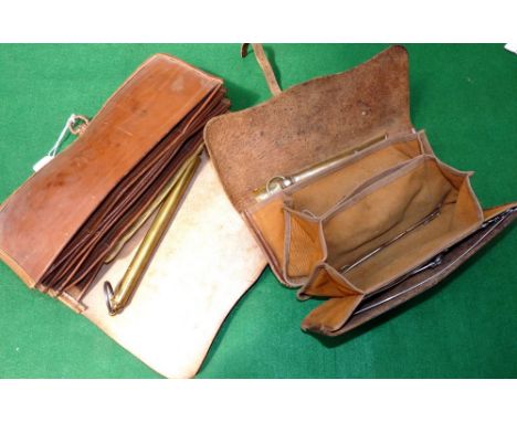 TACKLE WALLETS: (2) Pair of unnamed Allcock pattern leather sea tackle wallets, 9" and 11" wide, each with strap/buckle, conc