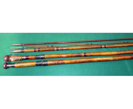 ROD: Rare early Hardy twin butt bamboo/greenheart trolling combination rod, No.25891, 5 sections comprising a 64" decorative 