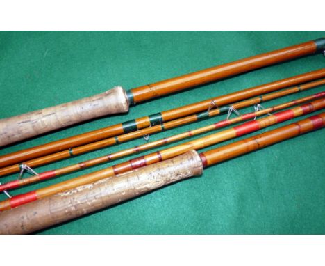 RODS: (2) Pair of Hardy general fishing rods, The Popular Rod 10' 3 piece, No.G27834, c1949, greenheart butt/middle, split ca